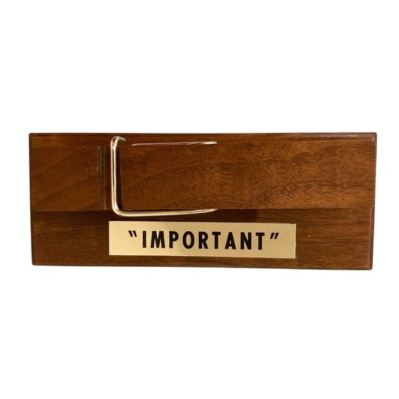 Wood Desk Paper Bill Paper Clip With IMPORTANT Plaque Handmade - Picture 4 of 7